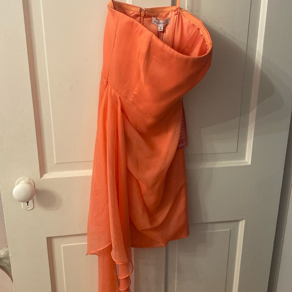 Orange strapless dress